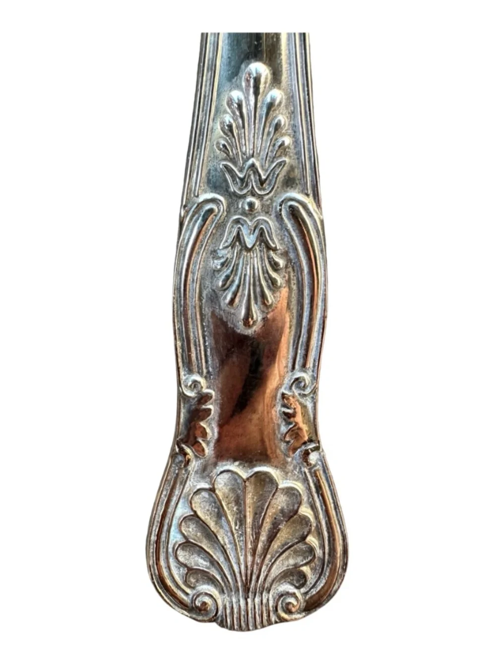 Vintage Large 12.75” Silverplate Serving Spoon Fork Set Ornate Shell Pattern